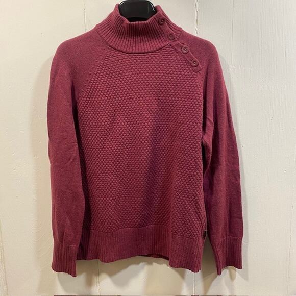 The North Face Tekware Bordeaux Wool Blend Mock Neck Sweater Womens XL Logo Warm - Picture 1 of 10